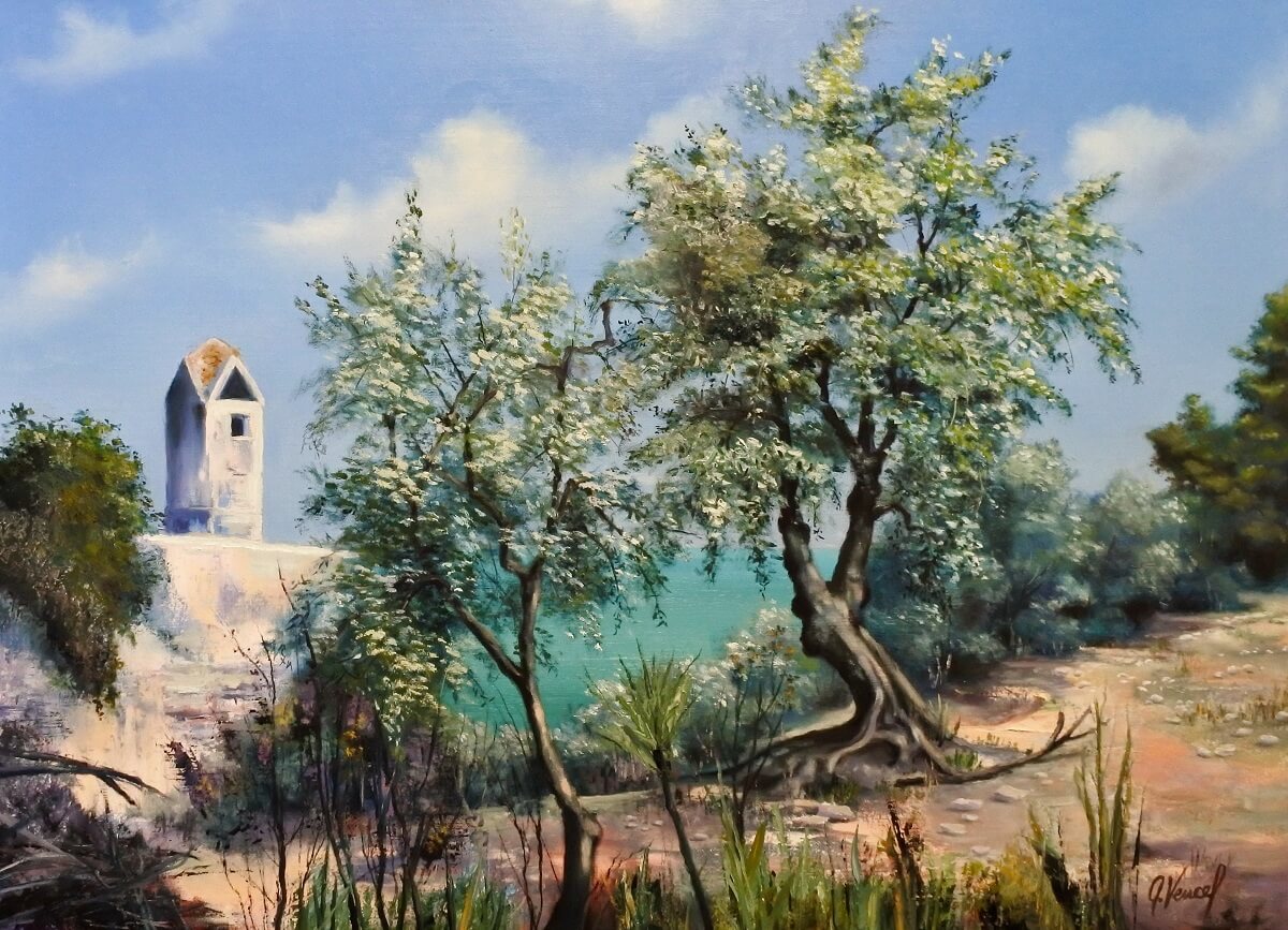 Malované obrazy-Olivovníky-Olej plátno-Attila Vencel
