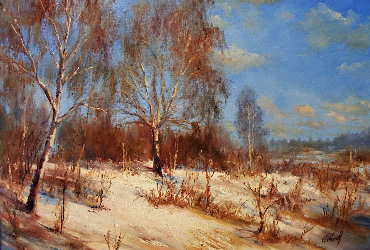 Malované obrazy-Zimní krajina-Attila Vencel